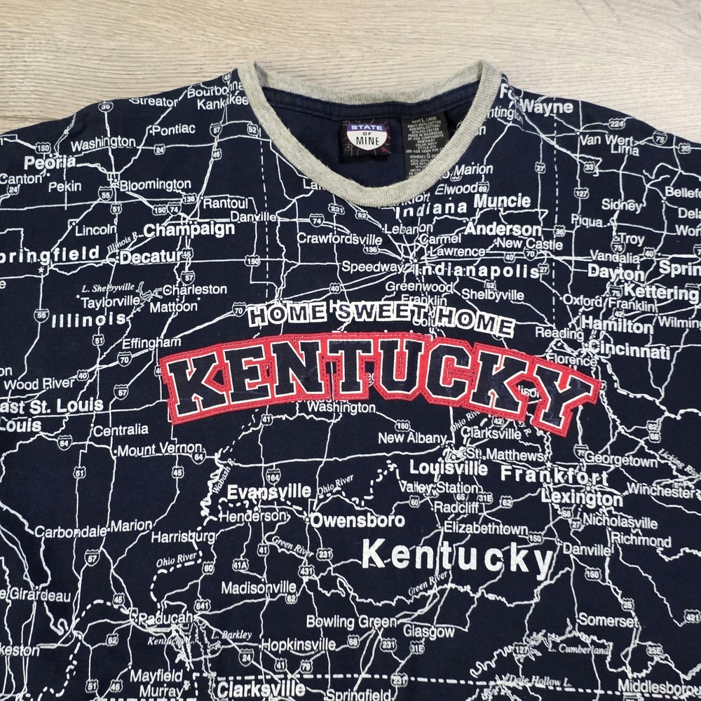 Vintage State of Mine Home Sweet Home Kentucky T-Shirt Men's L Navy‎ Blue Map